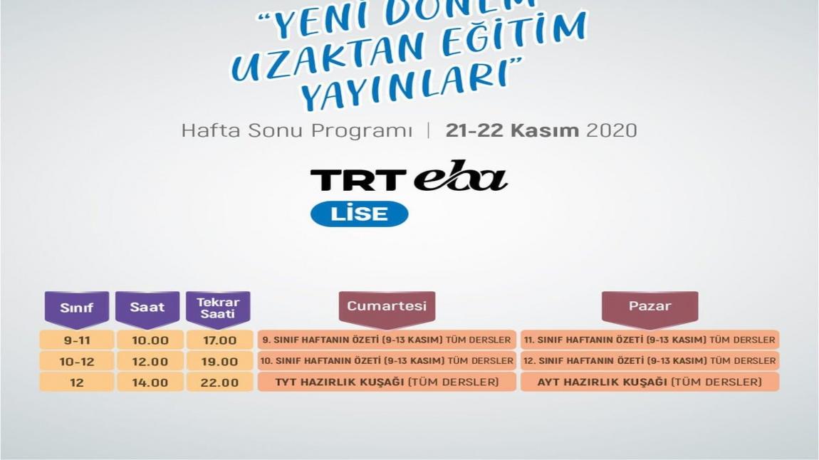 TRT EBA YENİ DÖNEM UZAKTAN EĞİTİM YAYINLARI HAFTA SONU PROGRAMI...